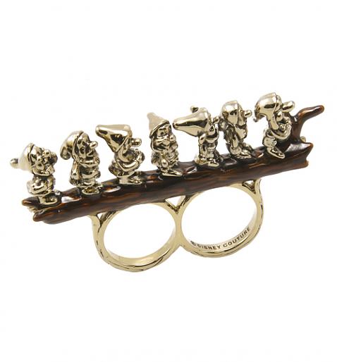 Antique Gold Plated Snow White Seven Dwarves Perching Double Ring from Disney Couture £42.00