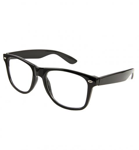 Black Clear Geek Wayfarer Glasses