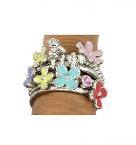 Silver Plated Set of 5 Stackable Winnie The Pooh Rings from Disney Couture