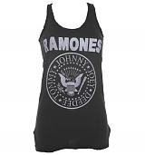 Ladies Ramones Logo Charcoal Racer Vest from Amplified