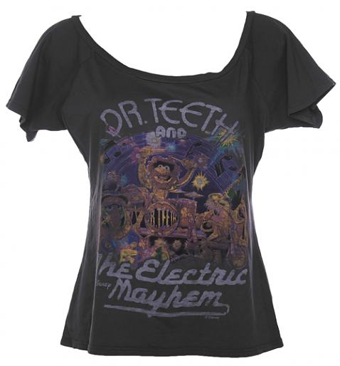Ladies Charcoal Muppets Dr Teeth Electric Mayhem Slouch Triblend T-Shirt from Junk Food £27.99