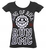 Ladies Charcoal Run DMC King Of Rock 1985 T-Shirt from Amplified Vintage