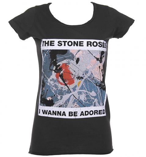 Ladies Stone Roses Wanna Be Adored Charcoal T-Shirt from Amplified Vintage