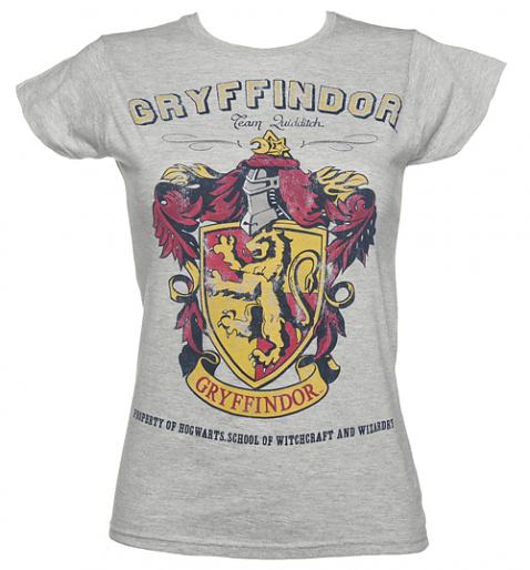  Ladies Grey Harry Potter Gryffindor Team Quidditch T-Shirt