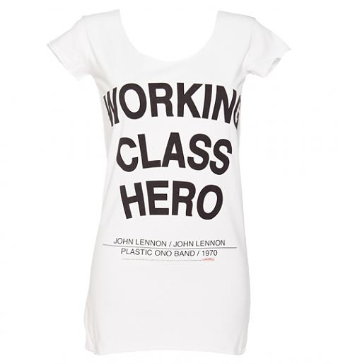 Ladies John Lennon Working Class Hero Lyrics T-Shirt from Amplified Clothing £25.00