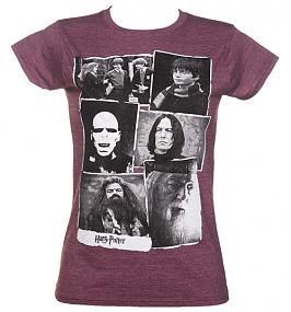 Ladies Maroon Harry Potter Collage T-Shirt
