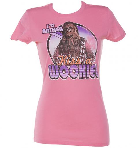 Ladies Pink I'd Rather Kiss A Wookie Star Wars T-Shirt £24.99