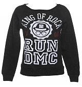 Ladies Speckled Black Marl Run DMC King Of Rock Sweater from Amplified Vintage