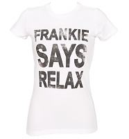 Ladies White Frankie Says Relax T-Shirt