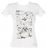 Ladies White Moomins Comic Collage T-Shirt