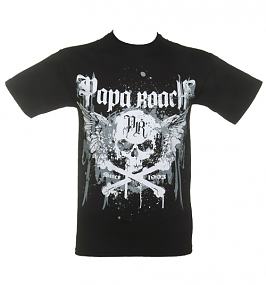 Men's Black Papa Roach Crossbone Drips T-Shirt