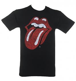 Men's Distressed Rolling Stones Tongue T-Shirt