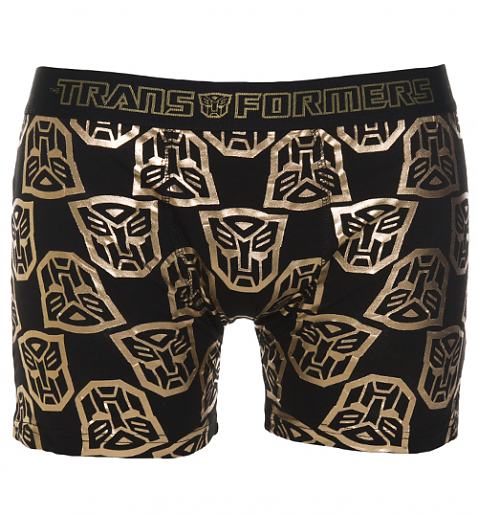 Men's Gold Foil Print Transformers Autobot Boxer Shorts