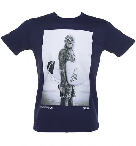 Mens Navy Star Wars Wookie Surfer T-Shirt from Chunk