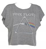 Ladies Heather Grey Pink Floyd Dark Side of the Moon Cropped Tee from Archive 1887
